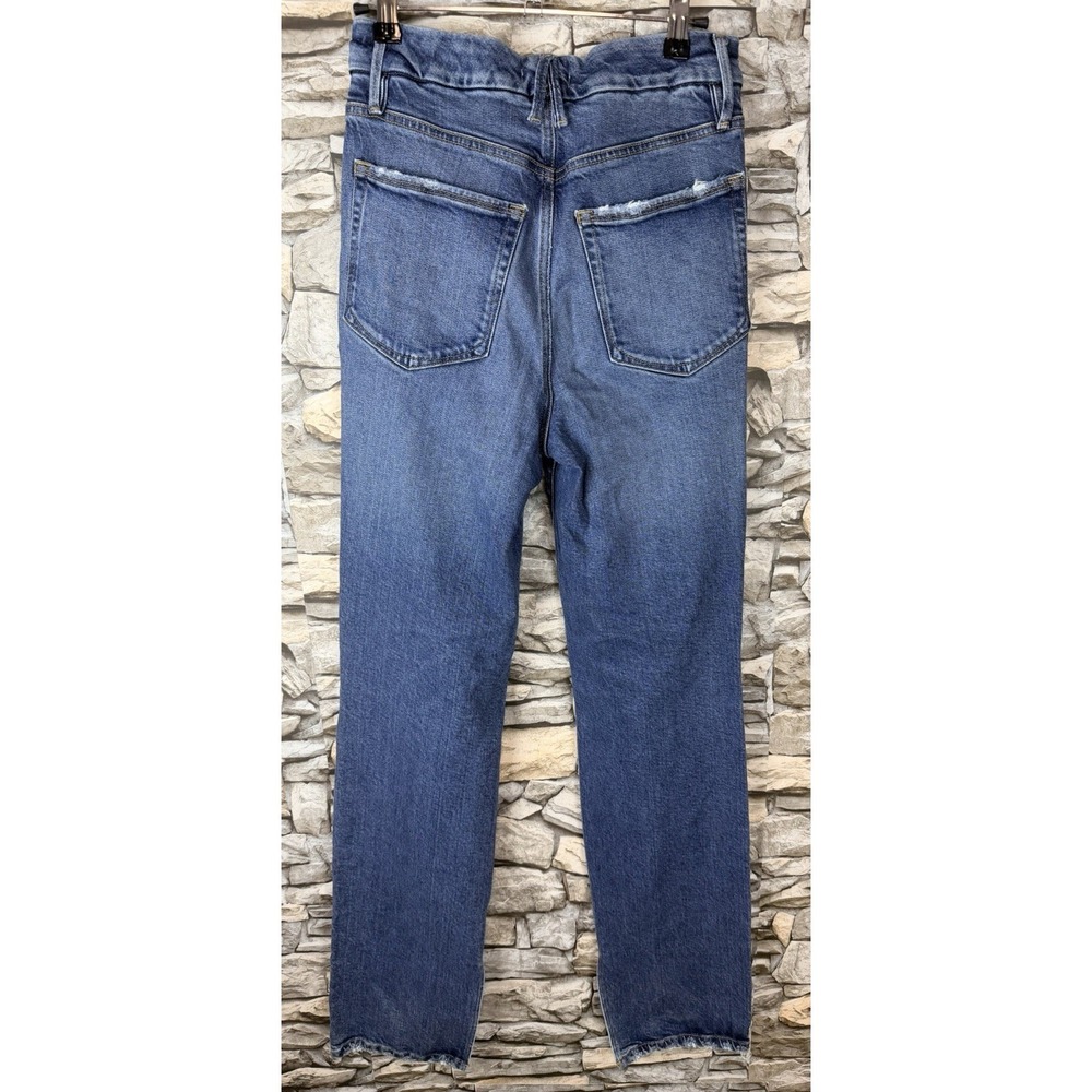 Good American Good Boy Jeans W Inseam Split Sz 2/26 Straight Leg High Rise 26x33 - Picture 2 of 9